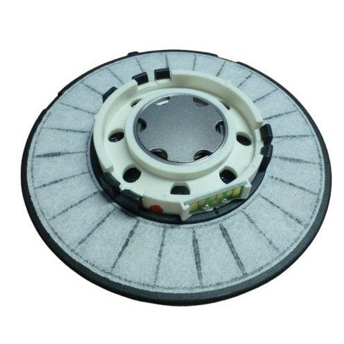 Beyerdynamic DT990 250 ohm loudspeaker driver SKU 952283 — Rear view circular Beyerdynamic headphone driver with solder connection plate
