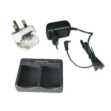 Eartec UltraLITE battery charger 2 slot with power adapter SKU CHLX2E — Eartec battery charger set with dual charging station, power adapter and plug