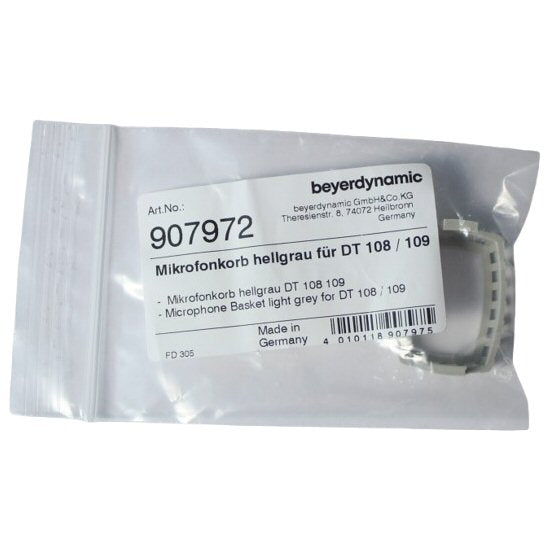 Beyerdynamic grey microphone basket SKU 907972 — in clear plastic retail packaging