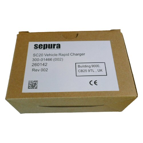Sepura SC2 vehicle rapid charger VRC for SC20 SC21 SC23 TETRA radio SKU 300-01466 — Sepura SC20 vehicle rapid charger packaging box
