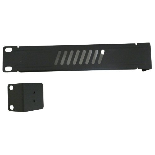 Balck Metal rack mounting brackets for CS101A on a white background