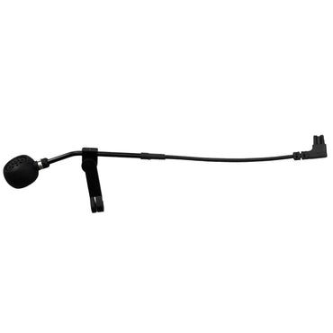Swatcom camera headset microphone boom arm SKU AK6070 — Black round dynamic microphone on a black boom arm with trailing 2 pin connector cable