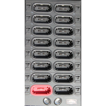 LA-480 Docking Station 16 LA-480 — black electronic charging station with multiple sockets and a master red socket featuring the ListenTalk brand on a white background
