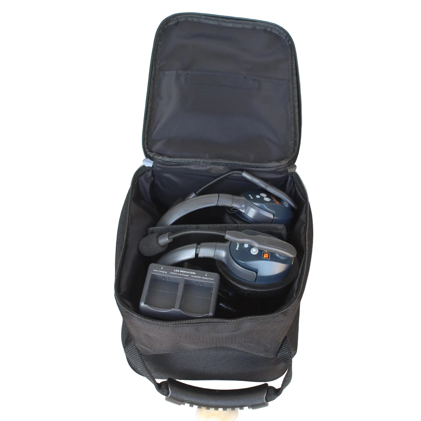 Black carrying case with Eartec PRO16 Wireless Intercom System 2 Users ETP2S