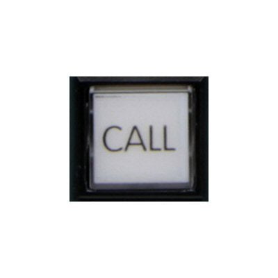 A square white button with the word 'CALL' printed in black, set within a black frame against a white background.