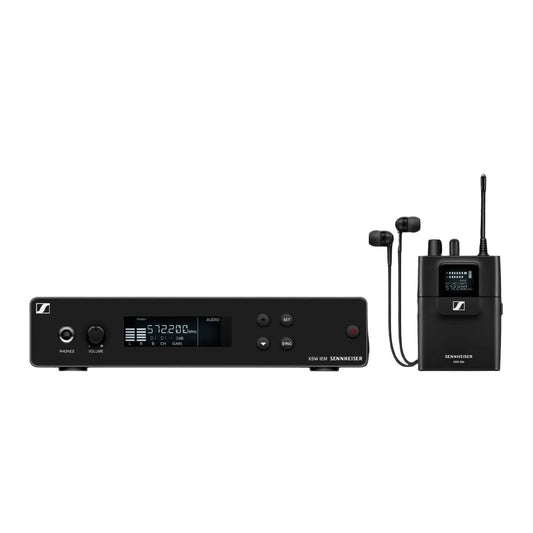 Sennheiser XS IEM kit in balck with Mains powered transmitter receiver beltapck and In ears headphones part 509149.