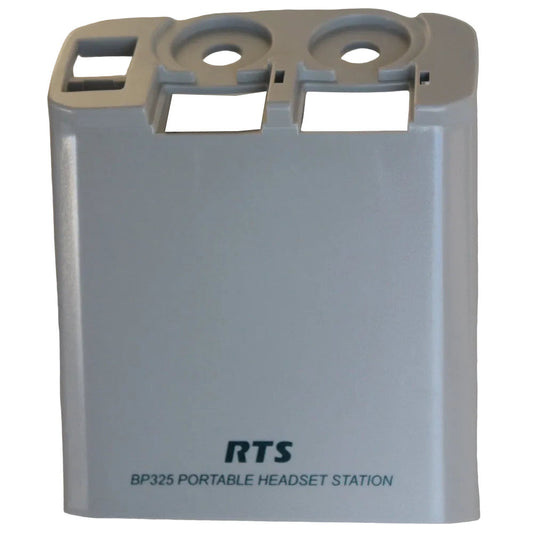 Grey front molded housng for RTS portable headset station on a white background