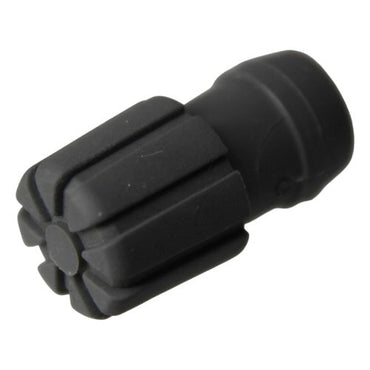 angled view of top of Grey rubberised rotary knob cover for BP325 program input level on a white background