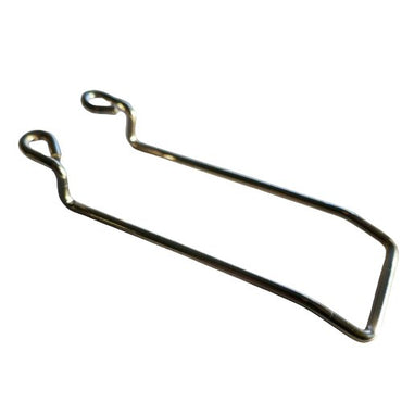 Telex metal belt wire clip for wireless beltpacks on a white background