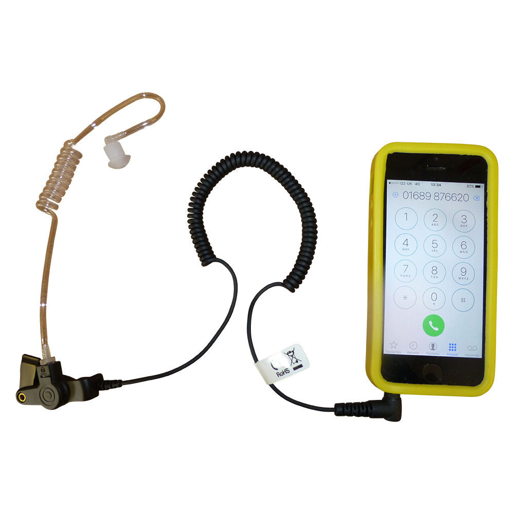 IFB radio and iPhone earpiece with kevlar transducer lead and 3.5 mm mono jack