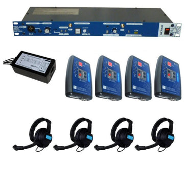 Altair WB-EP4 HD wireless intercom system 4 user kit SKU 5507 compact beltpacks SKU ALT-4WAY-KIT — set of four Altair audio wireless intercom beltpacks with headsets, base station and charger unit
