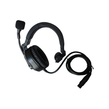 Superlux HMD685A black Single sided headset with boom mic and cable on white background