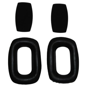 One pair of blacks vinyl padded ear cushions and black foam infills for Beyer headphones