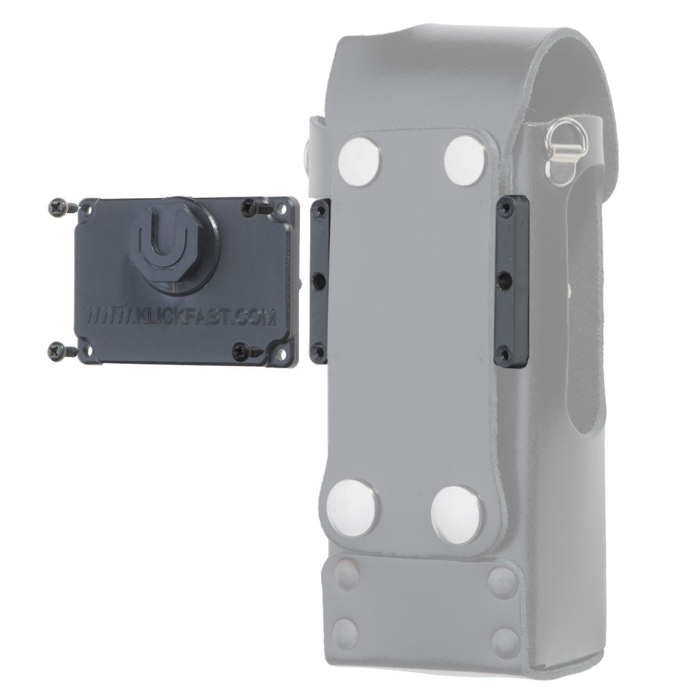 Retrofit of a Klickfast stud to a leather belt loop on a radio case