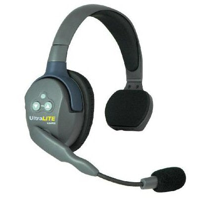 Eartec UltraLITE grey single sided wireless headset ULSR —  with boom arm microphone on left ear side