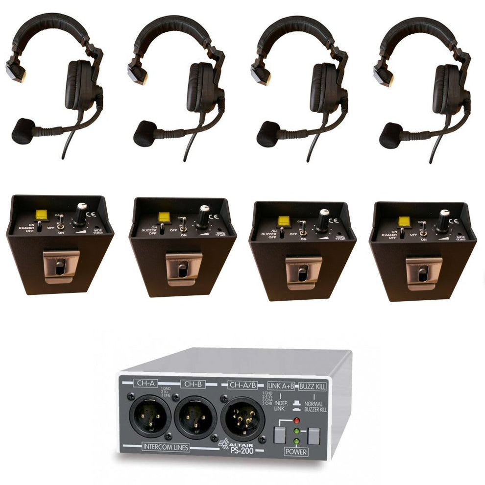 Tabletop Intercom System TSS-1 Wired Theatre Intercom Starter System — 4 Users – Showcomms Ltd
