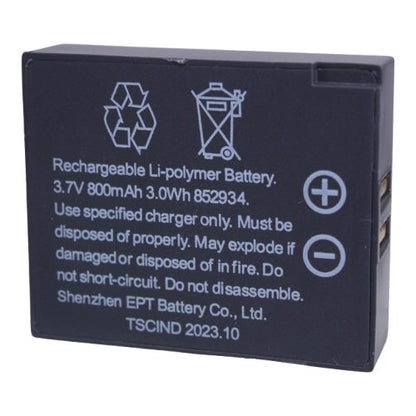 Eartec UltraLITE battery LiON 800mAh for supply with kit SKU LX600LI — Eartec LX600LI battery with printed specifications - rear view