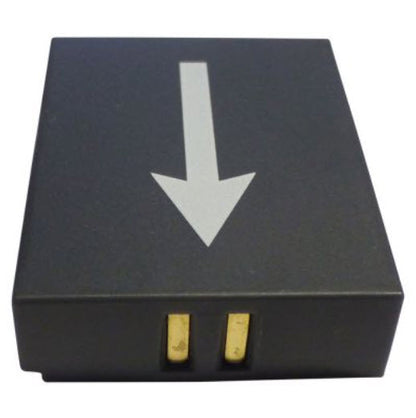 Eartec UltraLITE battery LiON 800mAh for supply with kit SKU LX600LI — Eartec LX600LI battery with printed orientation arrow and contact terminals