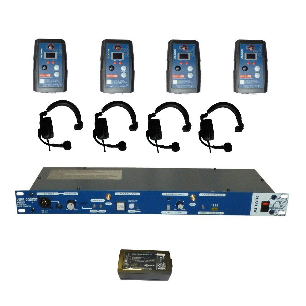 Altair HD wireless intercom system 4 user kit extreme belt-packs with headsets SKU ALT-4WAY-KIT-XT 