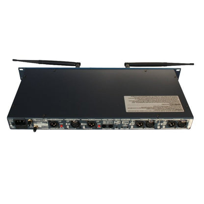 Altair wireless intercom base station with two antennae rear and top view on white background