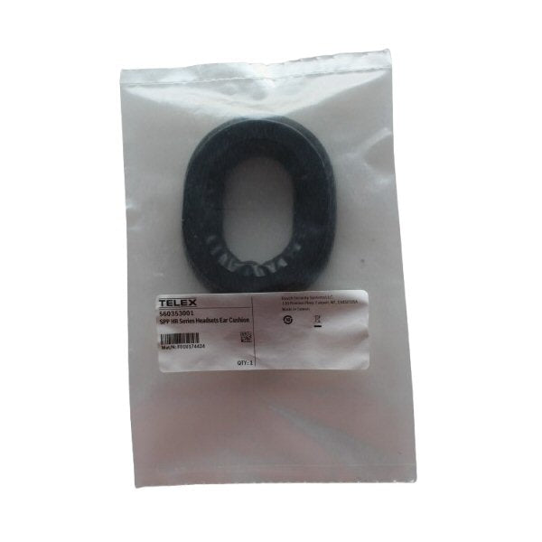 Telex HR1 HR2 ear cushion SKU F01U174424 — Rear view ear cushion in clear plastic retail side with Telex label