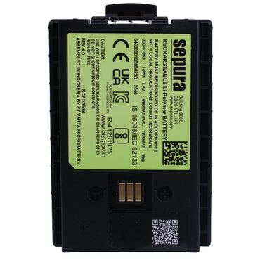 Sepura SC20 SC21 STP8000 STP9000 type plate high capacity battery Li-Polymer 1880mAh 7.4V 14Wh SKU 300-01853 — rechargeable battery pack