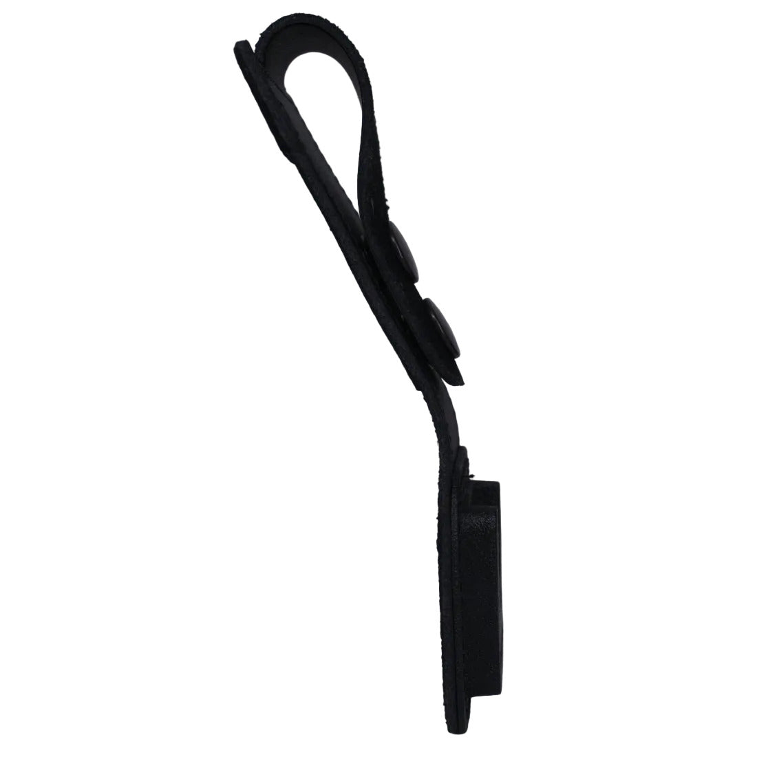 Klick Fast FG-42-000064 dock for shoulders SKU DOCKEPAULLETTE — Black leather tag with Klick Fast bracket with two poppers - side profile