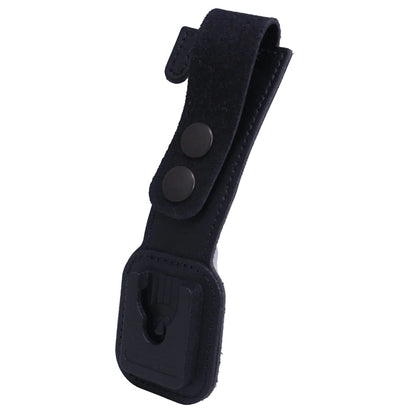Klick Fast FG-42-000064 dock for shoulders SKU DOCKEPAULLETTE — Black leather tag with tow poppers and a Klick Fast Holder below