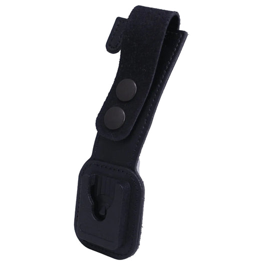 Klick Fast FG-42-000064 dock for shoulders SKU DOCKEPAULLETTE — Black leather tag with tow poppers and a Klick Fast Holder below