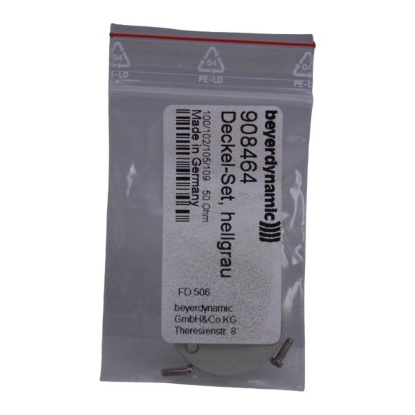 Beyerdynamic DT100 DT108 DT109 impedance disc 50 ohms SKU 908464 — retail packaging containing impedance disc with two small screws