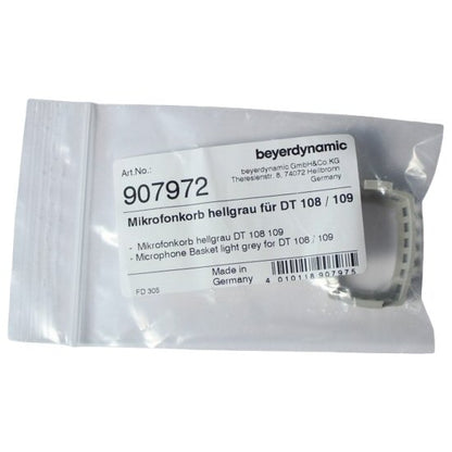 Beyerdynamic grey microphone basket SKU 907972 — in clear plastic retail packaging 