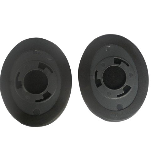 Ear cushions for Ultralite Headset 1 pair — two black leatherette ear cushion for Eartec headsets on a white background