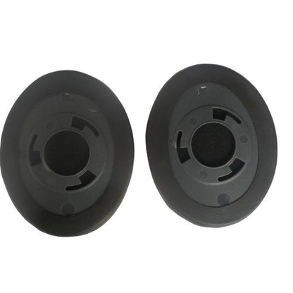 Ear cushions for Ultralite Headset 1 pair — two black leatherette ear cushion for Eartec headsets on a white background