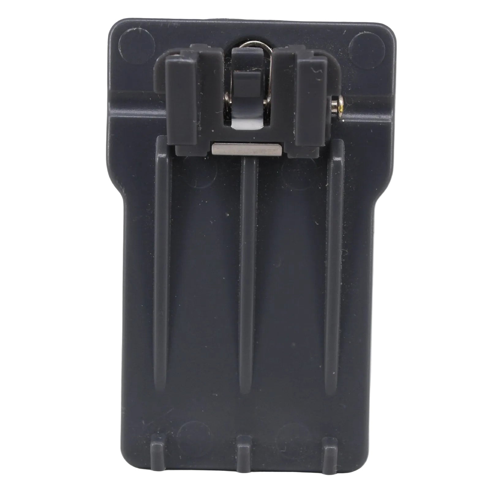 Grey plastic belt clip for Eartec HUB SKU HUBBC rear view