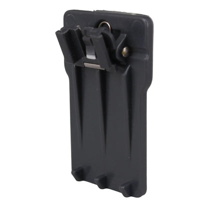Grey plastic belt clip for Eartec HUB SKU HUBBC rear angled view