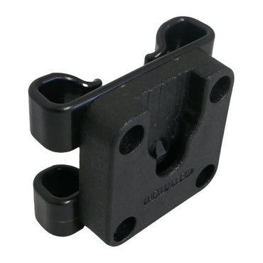Klick Fast dock for padded rucksack straps SKU DOCKRUCKSACK — Angled front view black Klick Fast mount