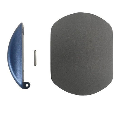 Eartec ULSR battery door kit SKU ULSR-BD-KIT — battery door with hole for small round metal axle and black foam temple pad
