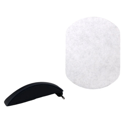 Eartec ULSR battery door kit SKU ULSR-BD-KIT — battery door with hole for small round metal axle and black foam temple pad rear view
