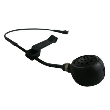 Swatcom camera headset microphone boom arm SKU AK6070 — Black round dynamic microphone on a black boom arm with trailing connector cable