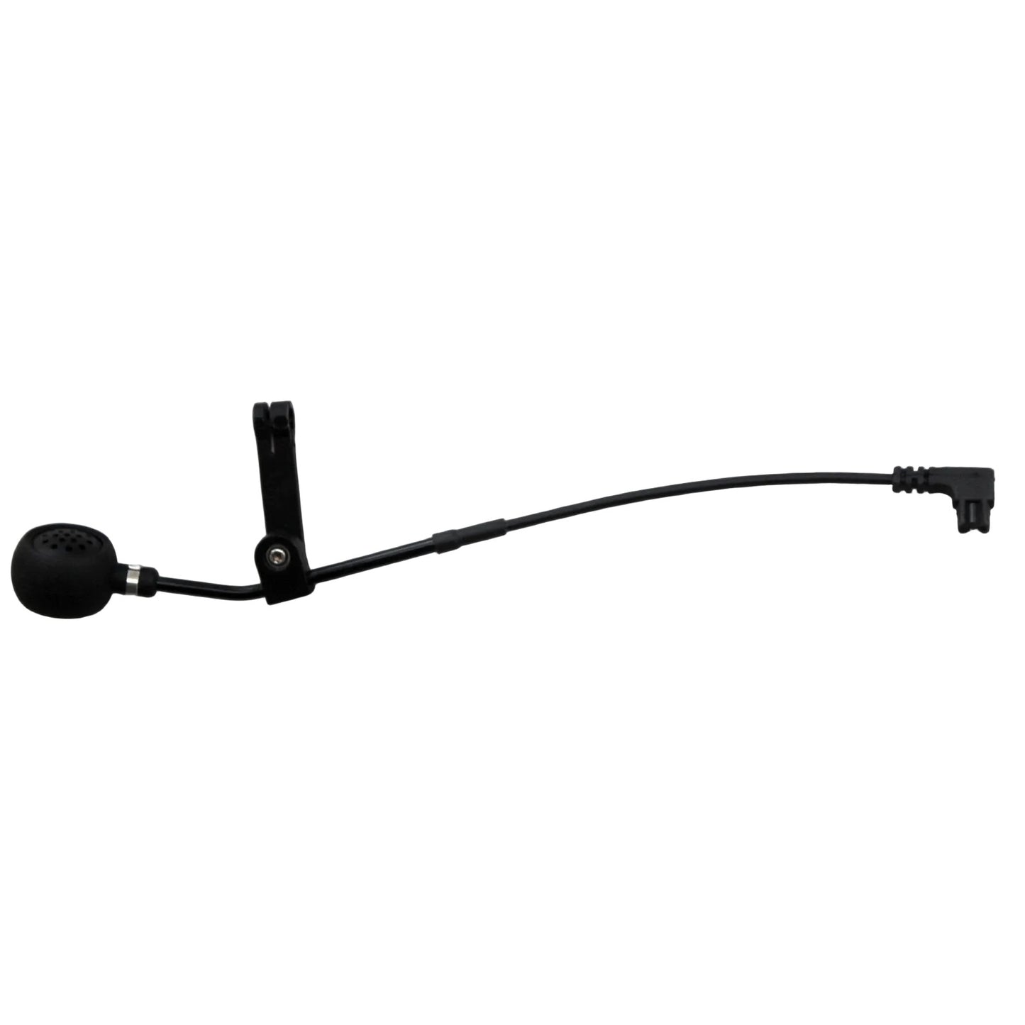 Swatcom camera headset microphone boom arm SKU AK6070 — Black round dynamic microphone on a black boom arm with trailing 2 pin connector cable
