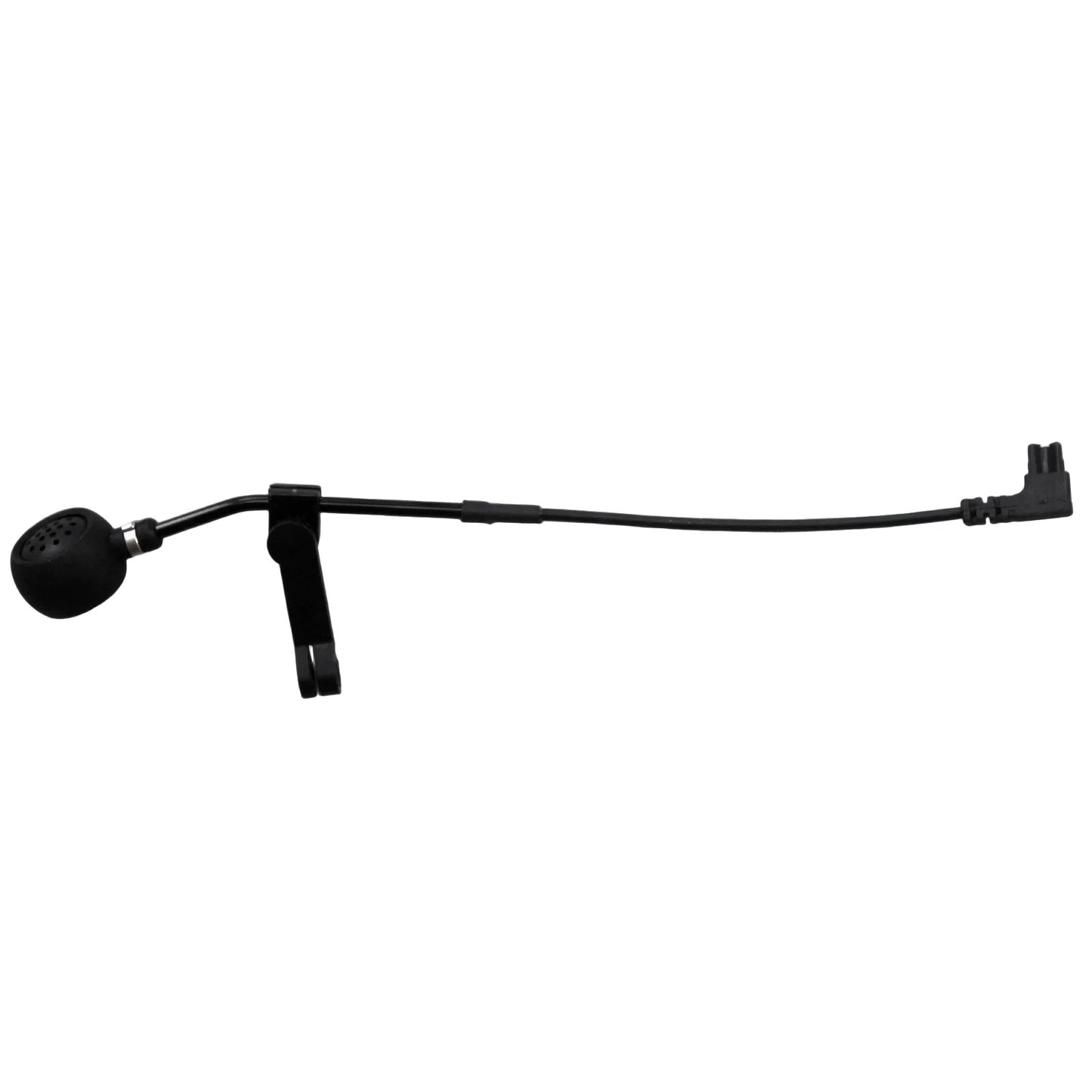 Swatcom camera headset microphone boom arm SKU AK6070 — Black round dynamic microphone on a black boom arm with trailing 2 pin connector cable