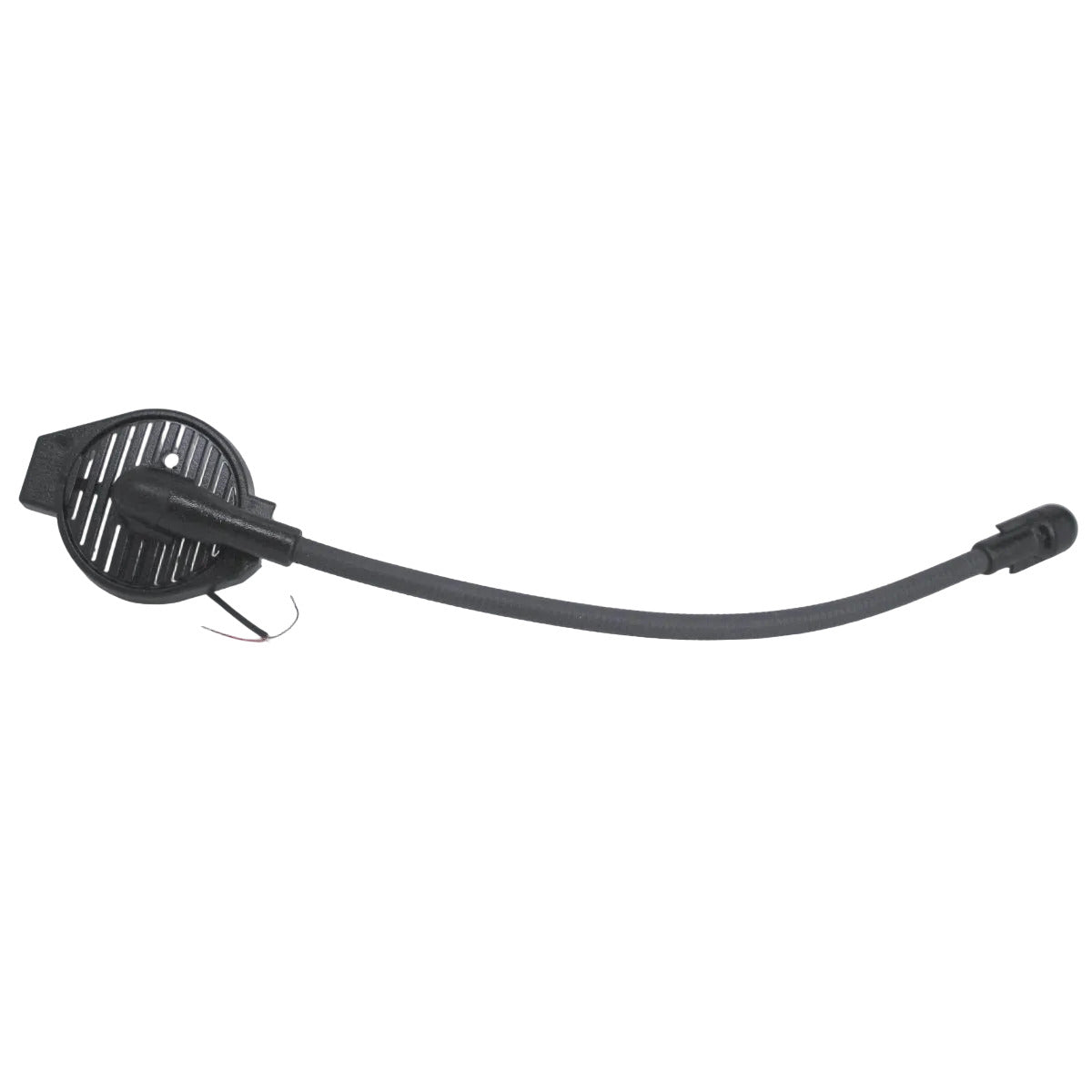 Telex Airman 750 boom arm with microphone SKU F01U110021 —  black headset boom arm with front of right earshell housing front view