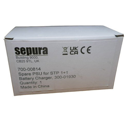 White retail  box with Sepura branding and product details on a white background