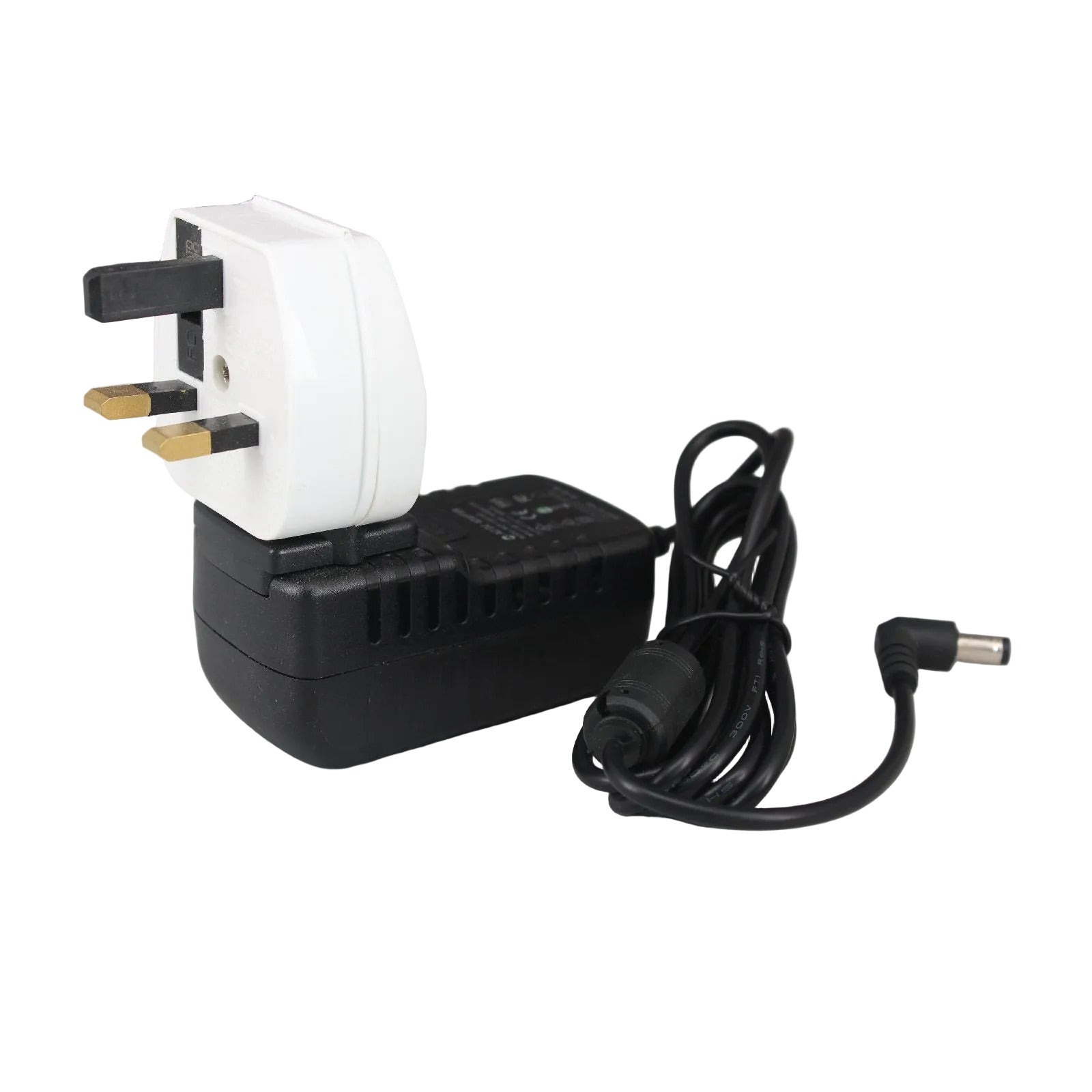 AC/DC power adapter for 10 slot charger SKU CHUL10 — Eartec black power adapter with white UK plug