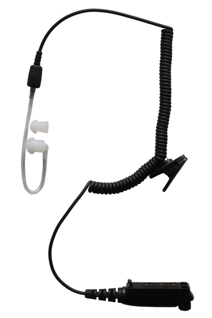 Black earpiece with coiled cable with connector for Sepura handheld radios