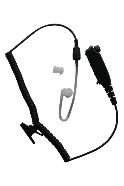 Black earpiece with coiled cable with connector for Sepura handheld radios