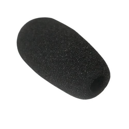 Telex Airman 850 Microphone Foam Windsock — Eartec black foam microphone windscreen on a white background