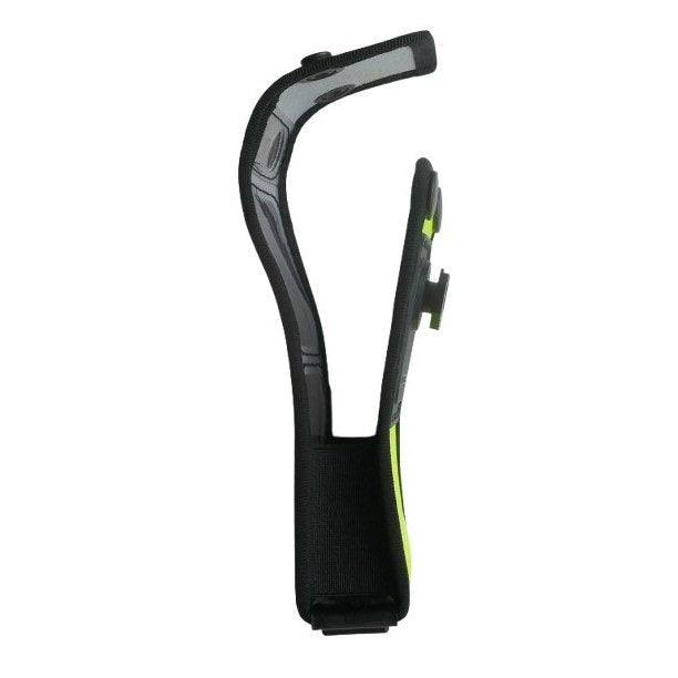 Sepura STP8000 STP9000 Yellow Soft Leather Case with Klick Fast Stud — yellow high visibility radio case with black elastic edges and PVC clear covers on a white background side view