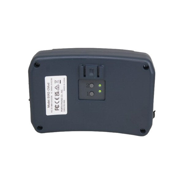 Rear view of Grey extruded Eartec Conference showing registration LEDS on a white background