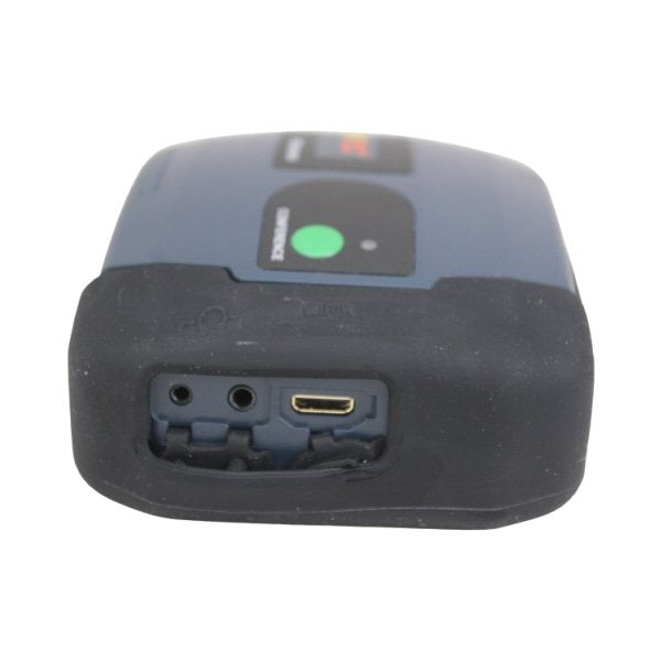 Grey extruded Eartec Conference module with side view of headset socket and an HDMI socket on a white background